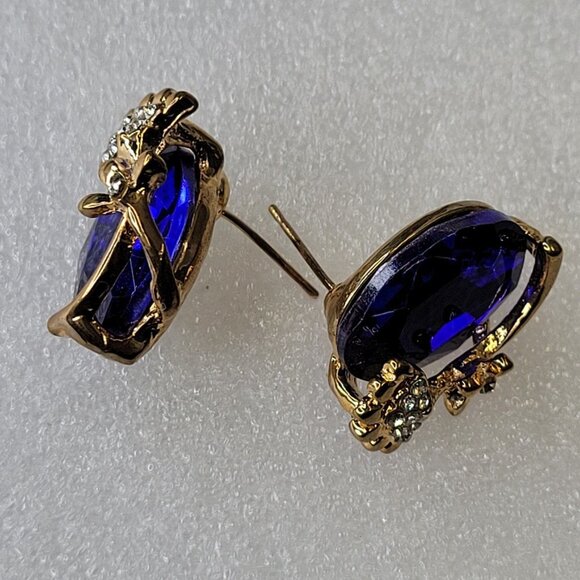 Oval Blue Fashion Crystal Faceted Earring - Picture 7 of 15